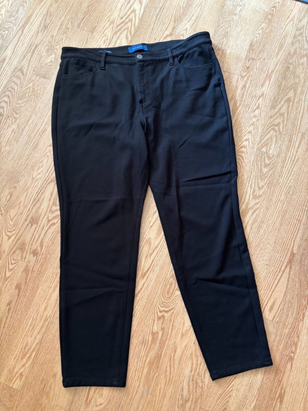 Talbots High-Rise Jegging Ankle Pants Womens 14 Petite Black Stretch Skinny Slim